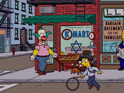Krusty walks through Springfield's Lower East Side