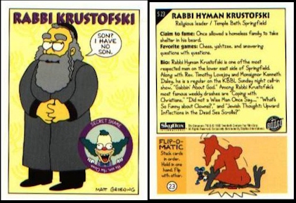 The Rabbi card in the Simpsons Collectable Card set